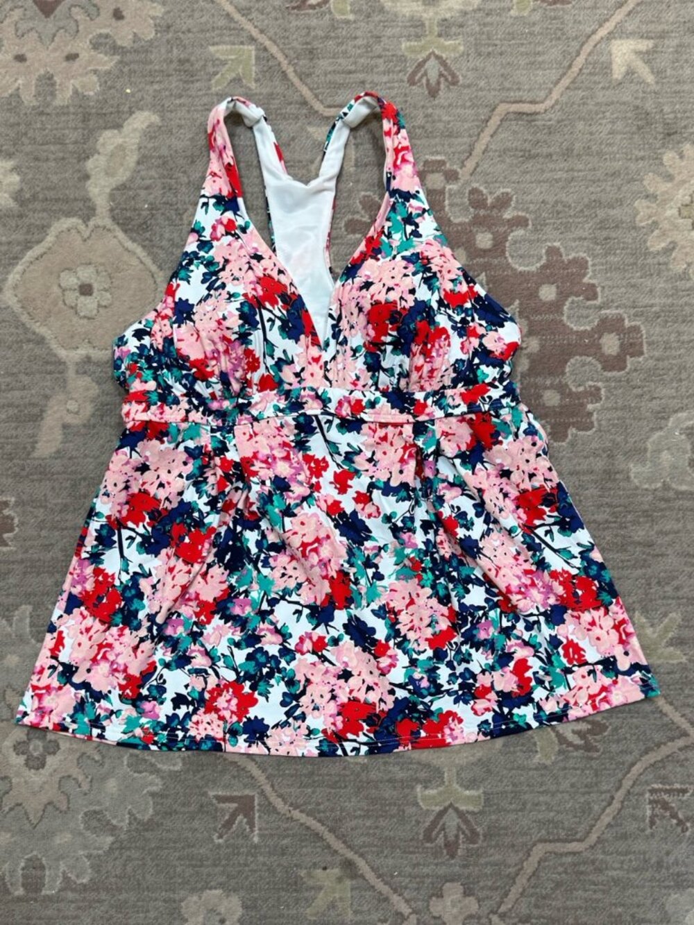 Lands' End - Padded Wireless Floral Swing Tankini - Size 14